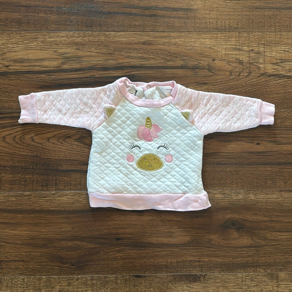 0-3 months baby unicorn sweater. Never before worn, like new!